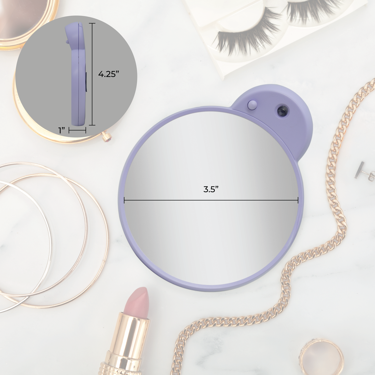 Lighted Compact Mirror with Magnification & Retractable Suction Cups from Zadro