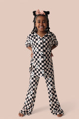 RETRO DAISY CHECKS SHORT SLEEVE DREAM GIRL'S FLARE SET from DREAM BIG LITTLE CO