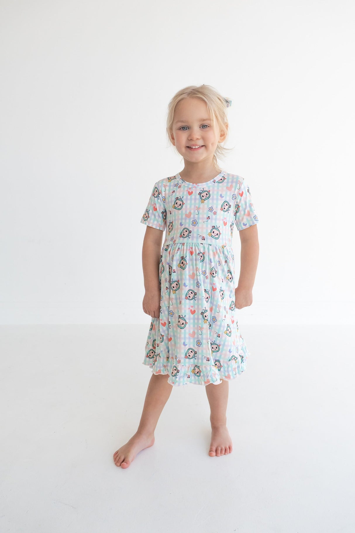 Dream Big Little Co x CoComelon SPRINGTIME MELON SHORT SLEEVE DREAM RUFFLE DRESS from DREAM BIG LITTLE CO
