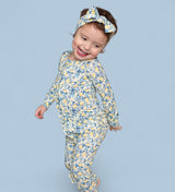 VINTAGE CITRUS TOILE DREAM RUFFLE ROMPER from DREAM BIG LITTLE CO