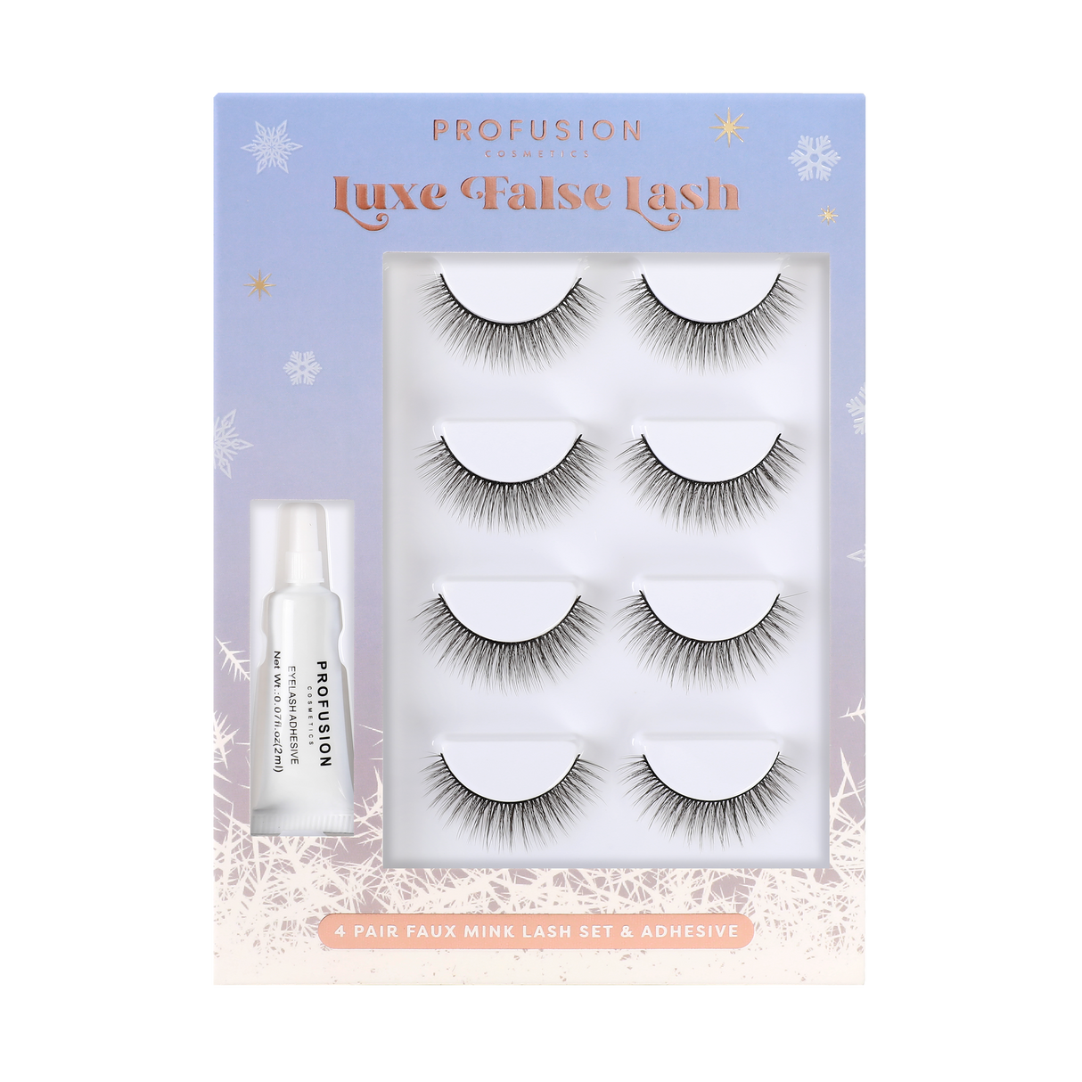 Frosted Snow Sparkle | 4 Pair Luxe False Lash Set from Profusion Cosmetics
