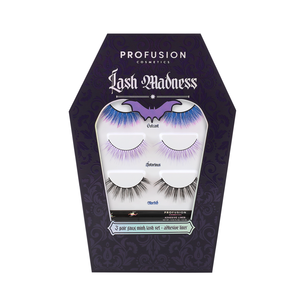 Lash Madness-3 Pair Faux Mink Lash Set Adhesive from Profusion Cosmetics