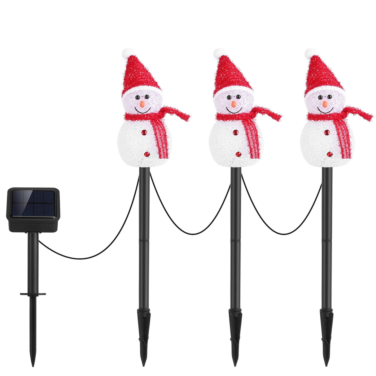 1Pc Solar Powered Lamp 3 Snowmen Outdoor Decorative Christmas Lamp Garden Stake Light IP55 Waterproof Santa Landscape Light Warm White LED Lighting Pa from Best Product Finds