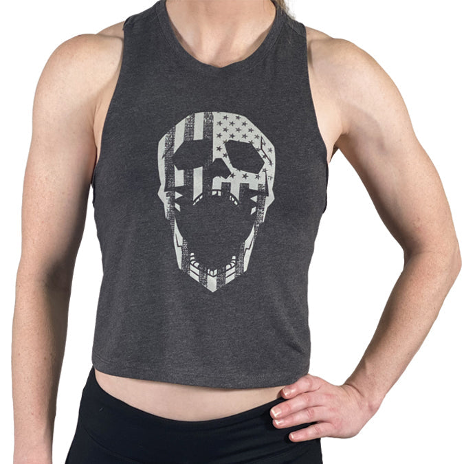 WOMEN'S DEATH GRIPS FLAG CROP TANK from JerkFit