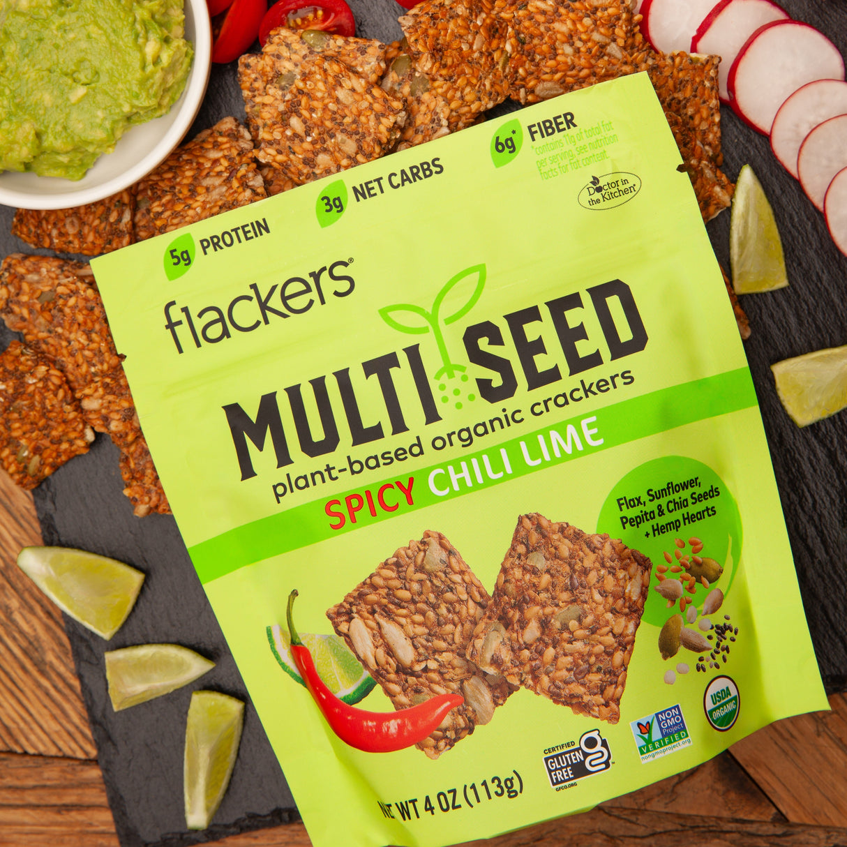 Spicy Chili Lime Multi Seed Crackers (6-pack) From Flackers