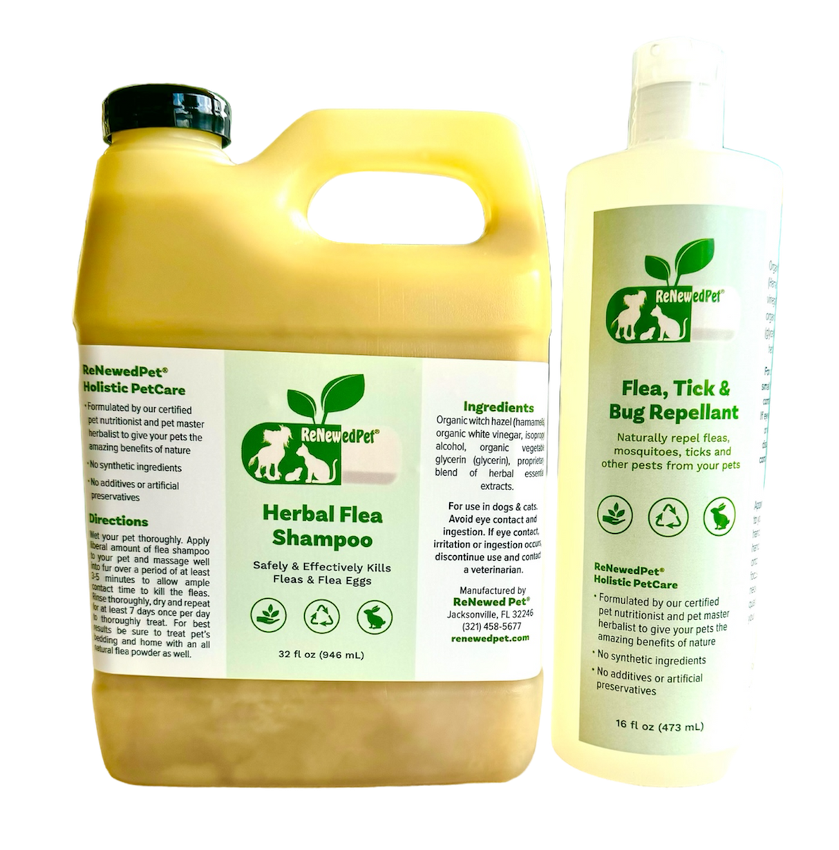 FLEA-X KIT: Flea Shampoo, Flea Tick Bug Repellent from ReNewedPet