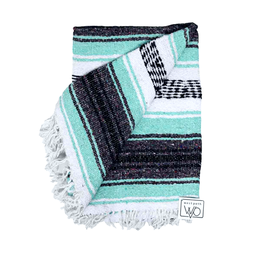 Mint & Grey Mexican Falsa Yoga Blanket From West Path
