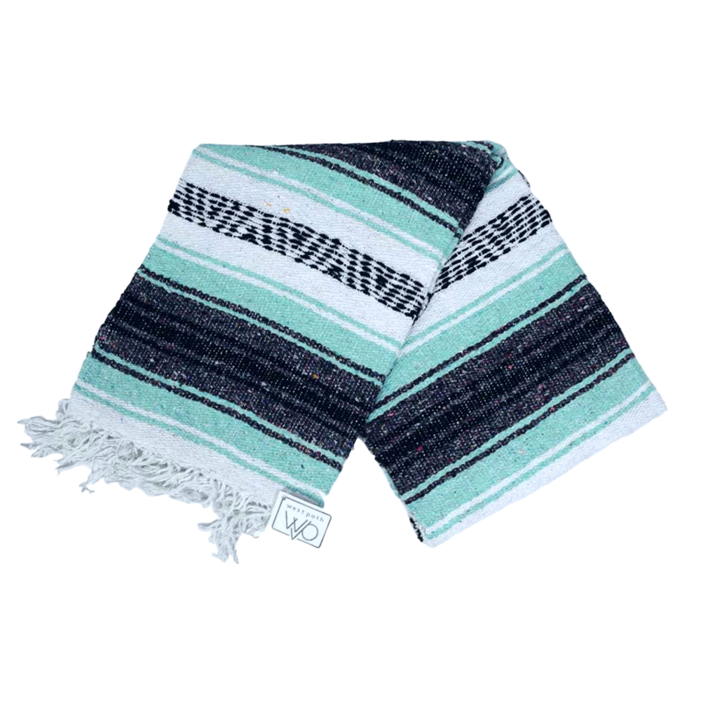 Mint & Grey Mexican Falsa Yoga Blanket From West Path