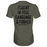Fluent In Foul Language and Tiddies Men's T-Shirt From Combat Iron Apparel