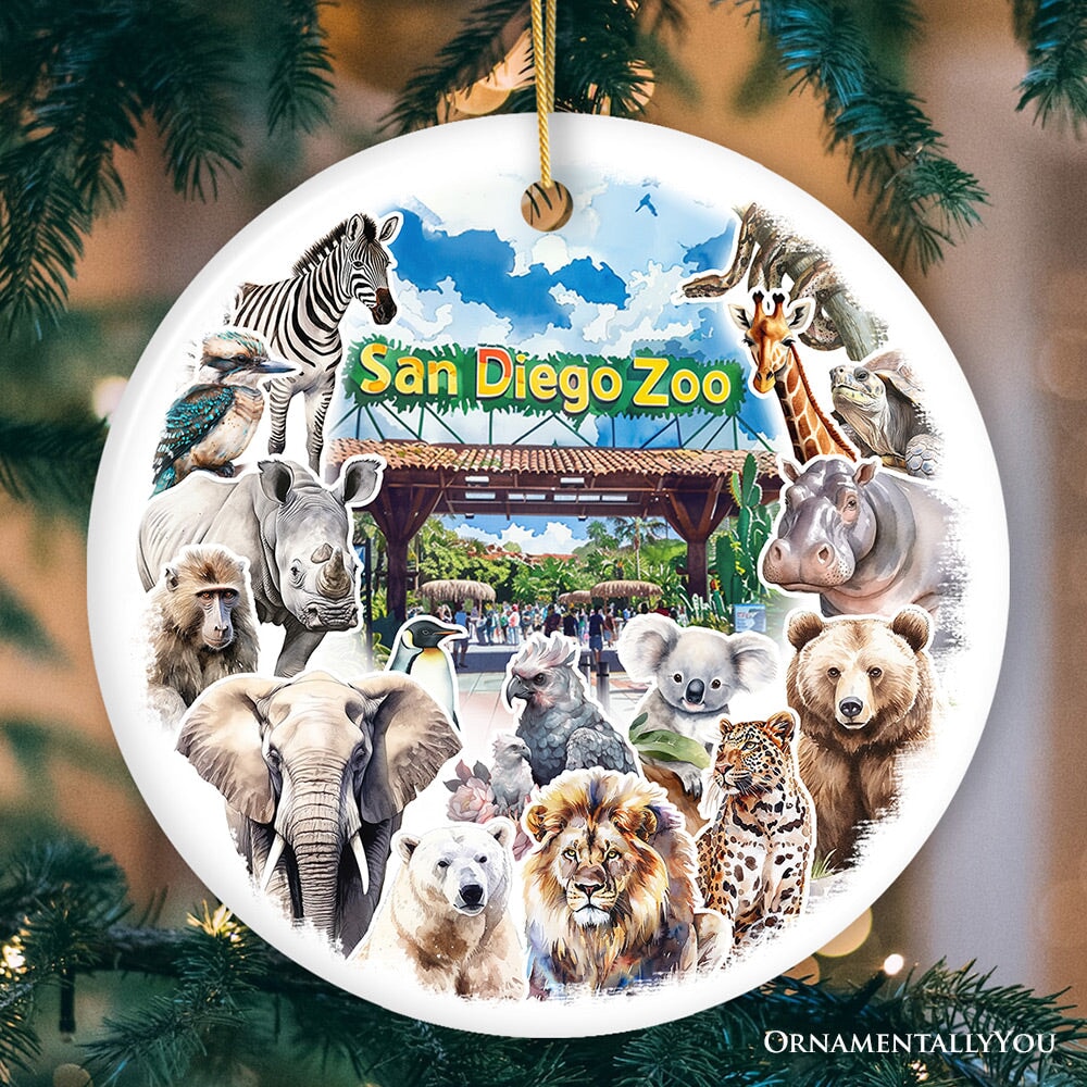 Artistic San Diego Zoo Classic Handcrafted Ornament, California State Ceramic Souvenir and Tree Decor from OrnamentallyYou