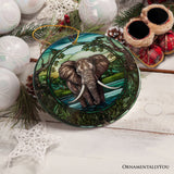 African Pachyderm Elephant Stained Glass Style Ceramic Ornament, Safari Animals Christmas Gift and Decor from OrnamentallyYou