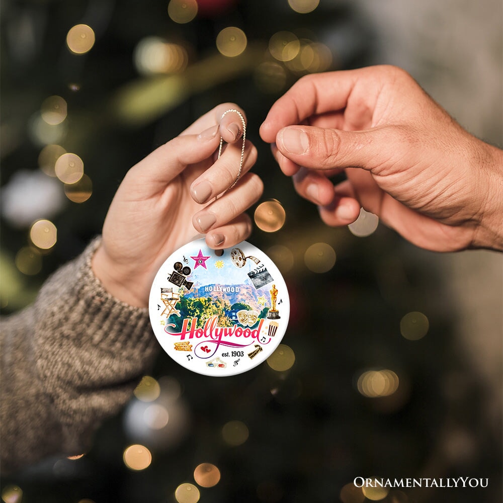 Artistic and Glamorous Hollywood Ceramic Ornament, Los Angeles Music and Entertainment Culture Gift from OrnamentallyYou