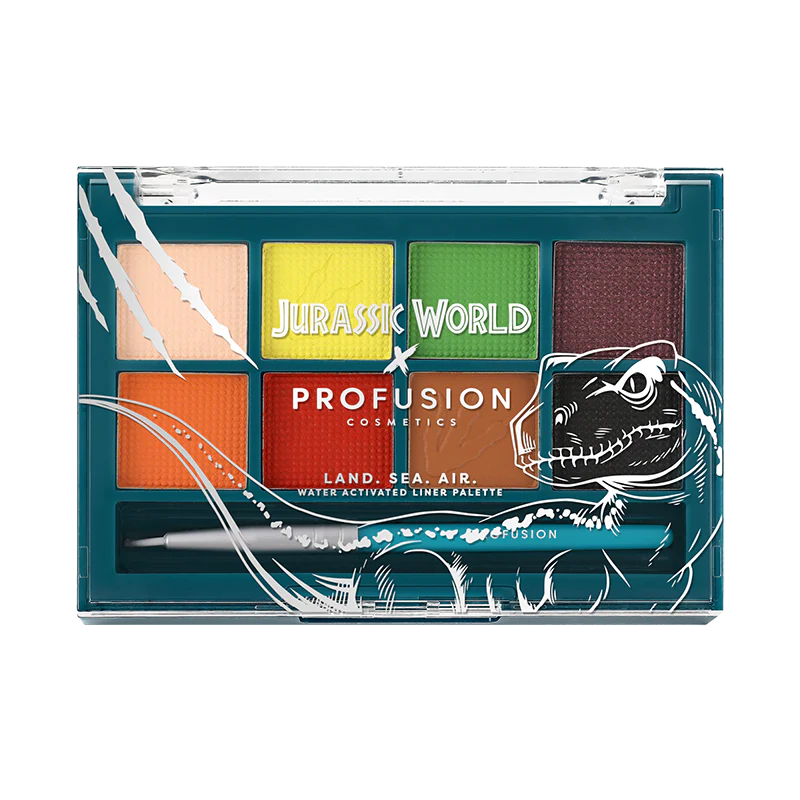 Jurassic World | Land.Sea.Air Water Activated Liner Palette from Profusion Cosmetics