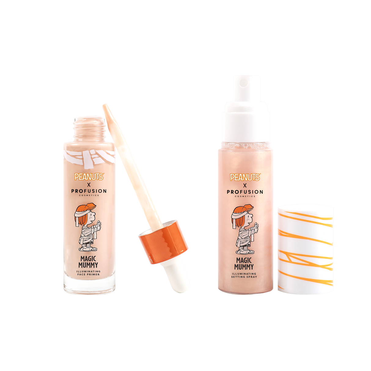 Peanuts Halloween | Magic Mummy Illuminating Face Primer & Setting Spray Set from Profusion Cosmetics