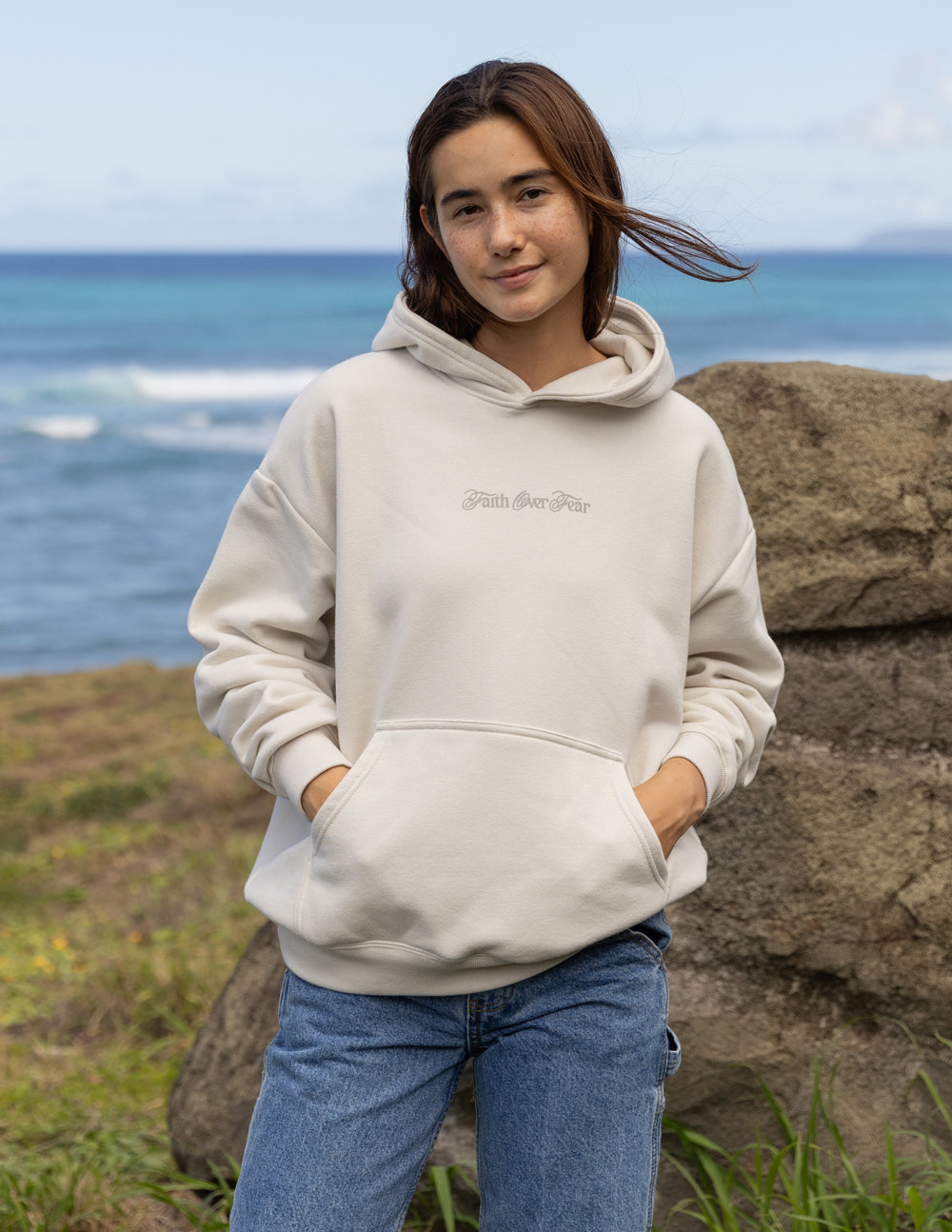 Faith Over Fear Taupe Unisex Hoodie from Elevated Faith