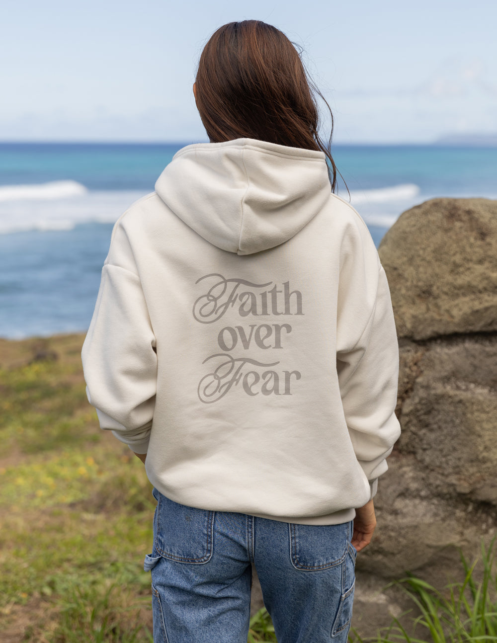 Faith Over Fear Taupe Unisex Hoodie from Elevated Faith