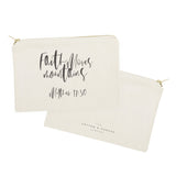 Faith Moves Mountains, Matthew 17:30 Cotton Canvas Cosmetic Bag from The Cotton & Canvas Co.