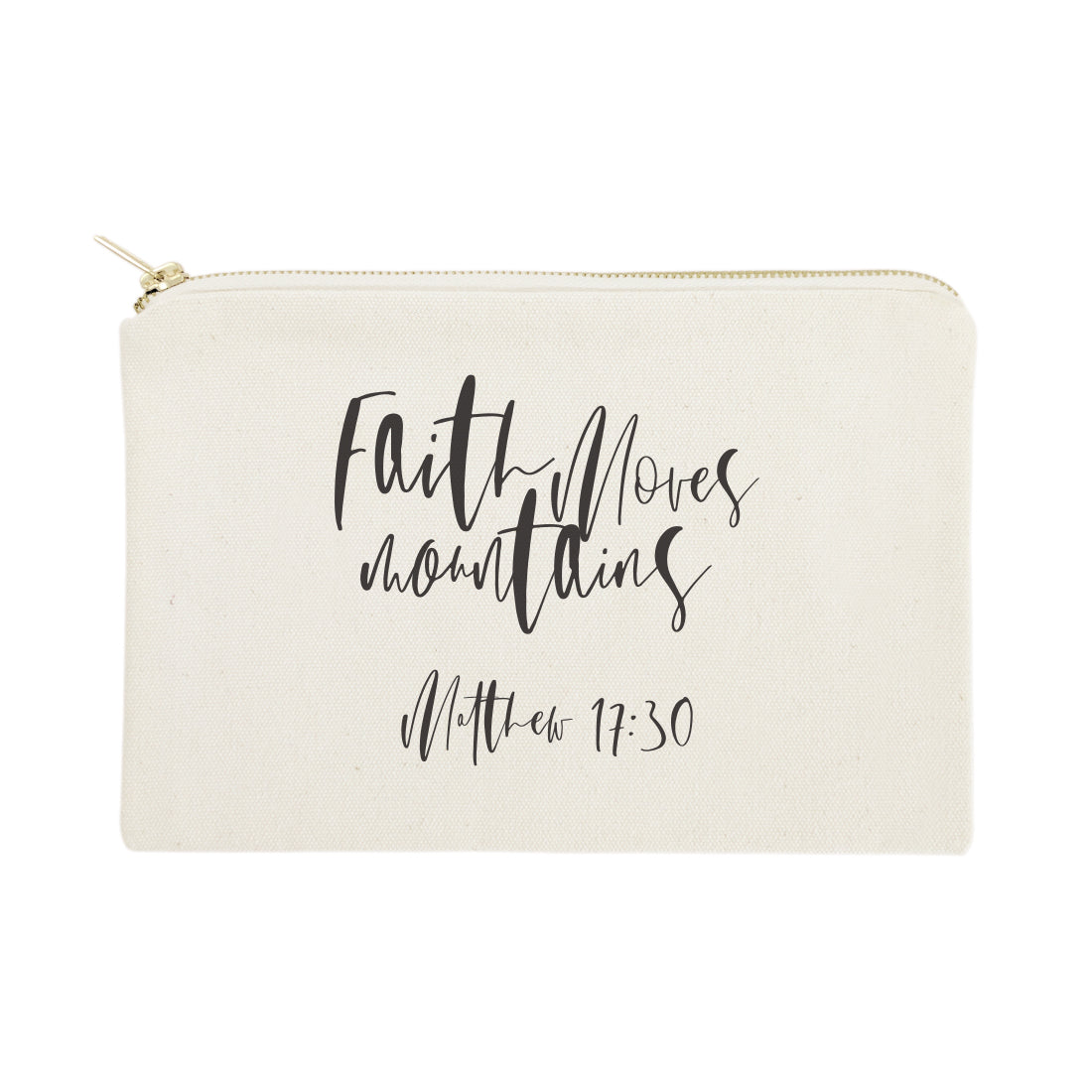 Faith Moves Mountains, Matthew 17:30 Cotton Canvas Cosmetic Bag from The Cotton & Canvas Co.