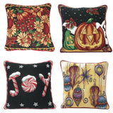 DaDa Bedding Set of 4 Pieces - Autumn Harvest Halloween & Christmas Ornaments Holiday Tapestry Throw Pillow Covers Bundle Pack - 16" x 16" from DaDalogy Bedding Collection