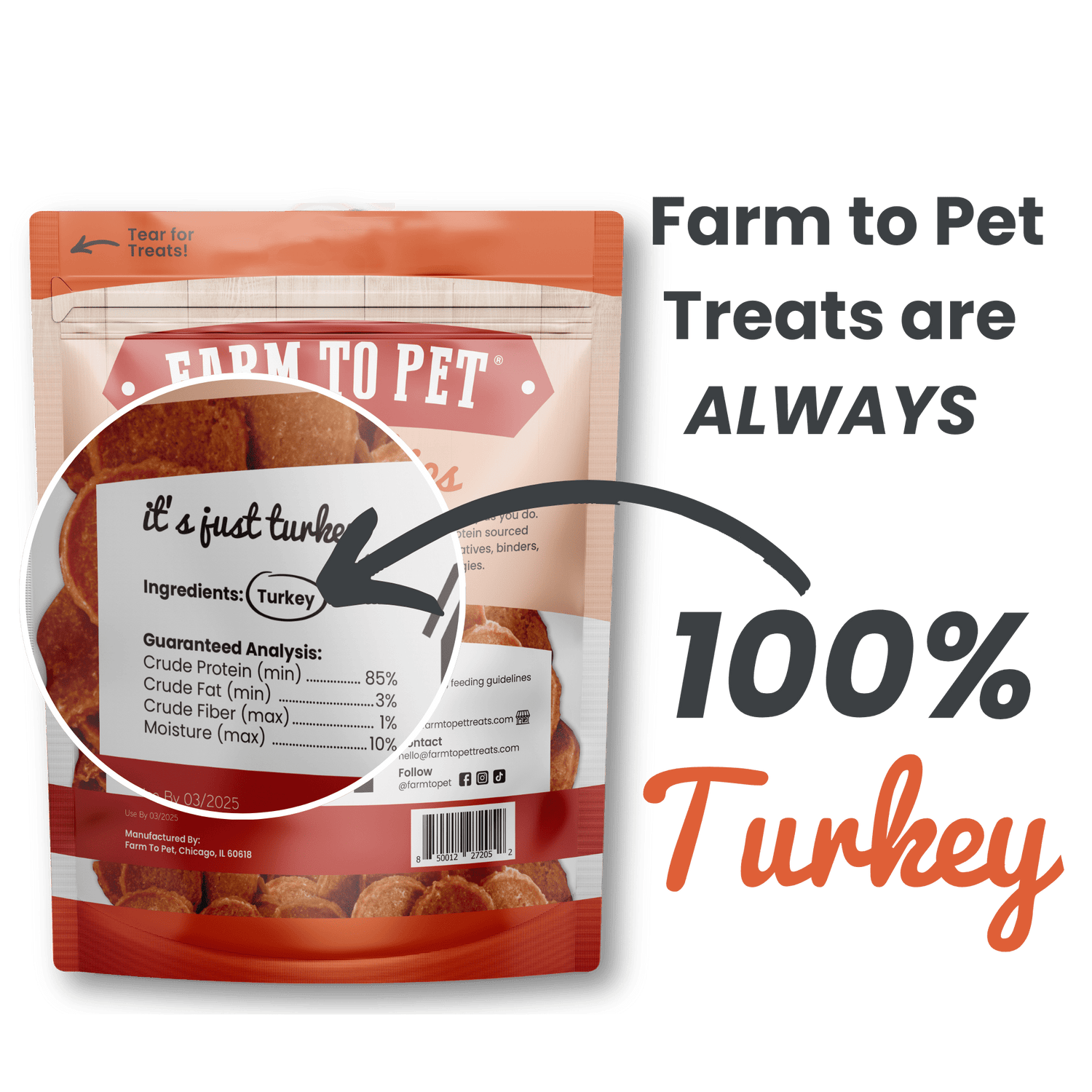 Turkey Chips for Dogs | All-Natural Single-Ingredient Healthy Dog Treats