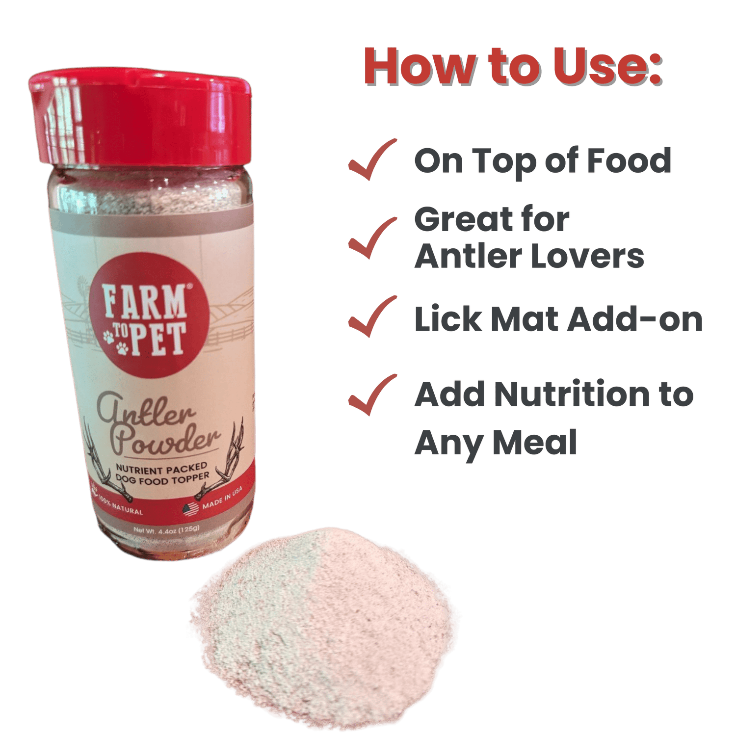 Treat Topper Antler Powder Dog Food Topper | Nutritional Supplement for Dogs and Cats