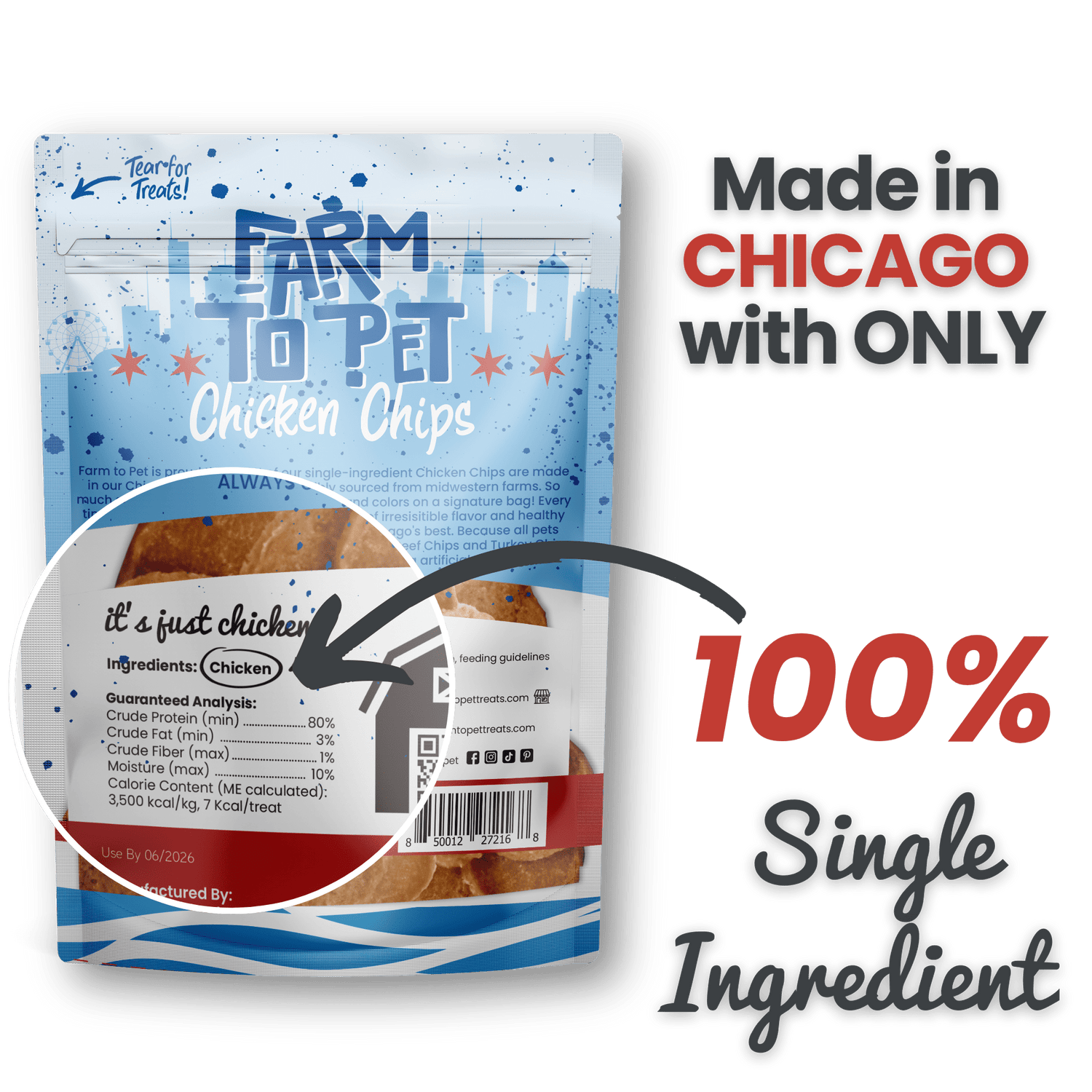 Chicago Chicken Chips for Dogs | Dog Treats To Celebrate Our Hometown from Farm To Pet
