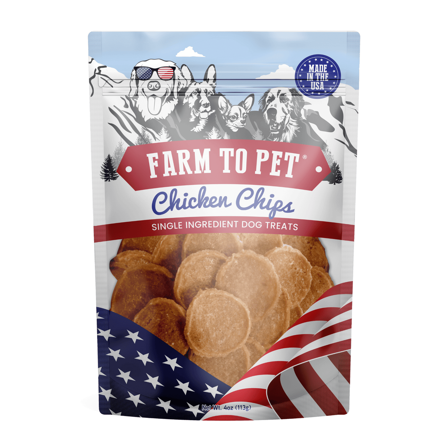 Americana Chicken Chips for Dogs | Celebrate with USA-made Dog Treats from Farm To Pet