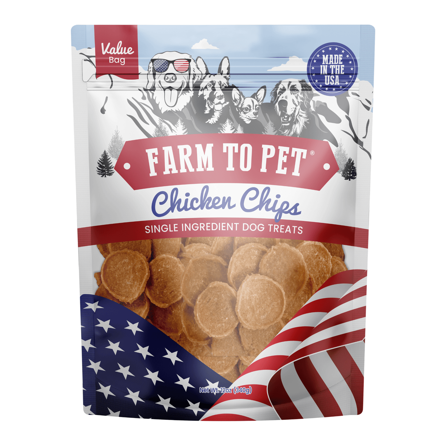 Americana Chicken Chips for Dogs | Celebrate with USA-made Dog Treats from Farm To Pet