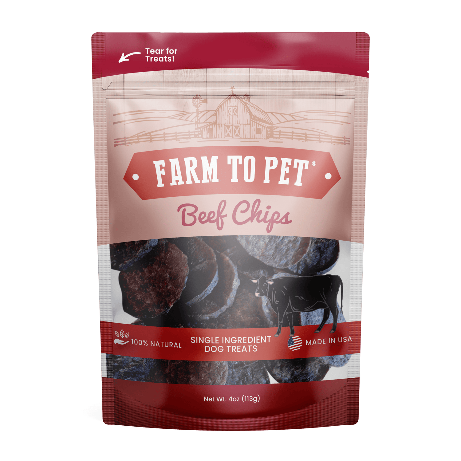 Beef Chips Dog Treats | Single-Ingredient Healthy Treats for Dogs from Farm To Pet