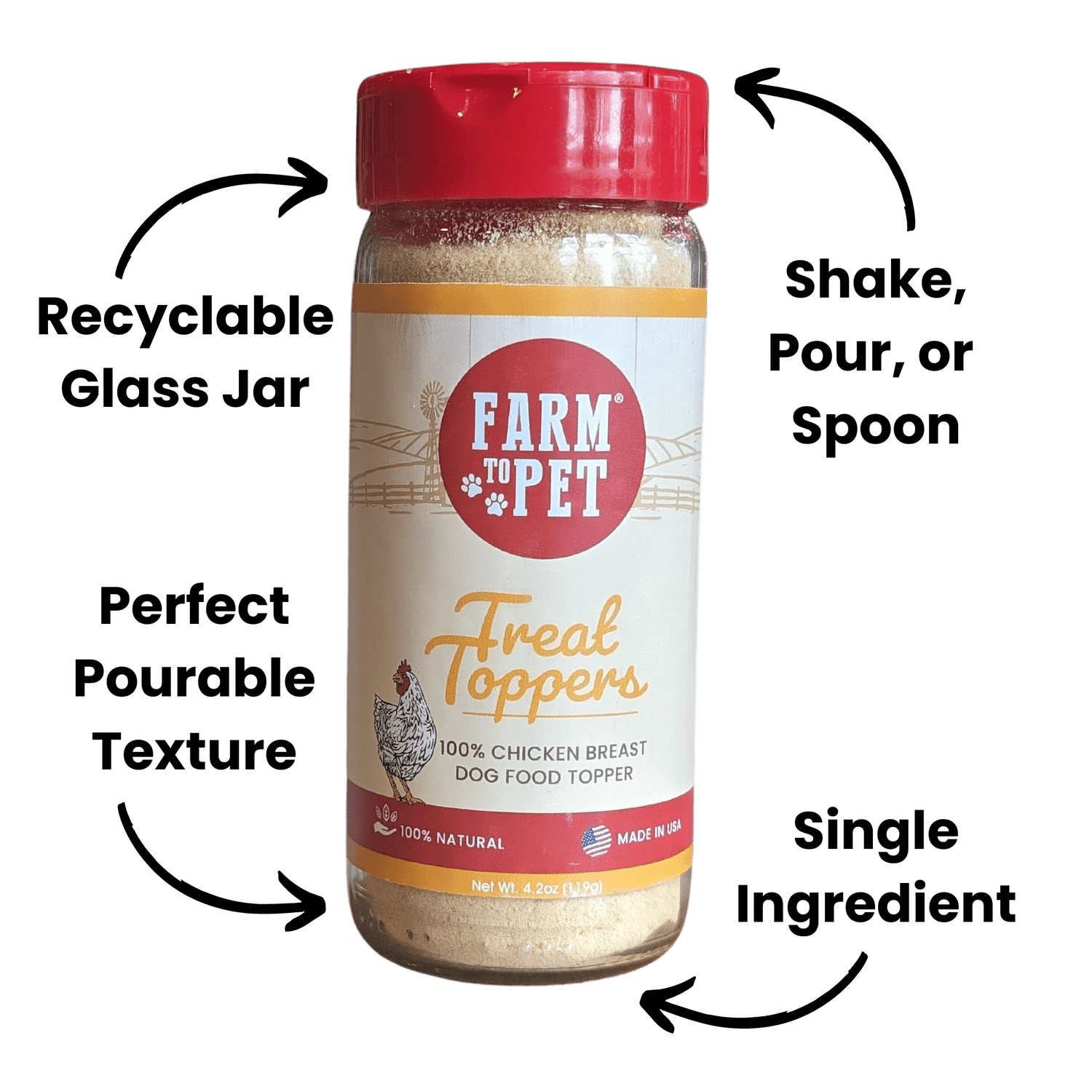 Treat Topper Chicken Dog Food Topper | Healthy Meal Supplement for Dogs from Farm To Pet