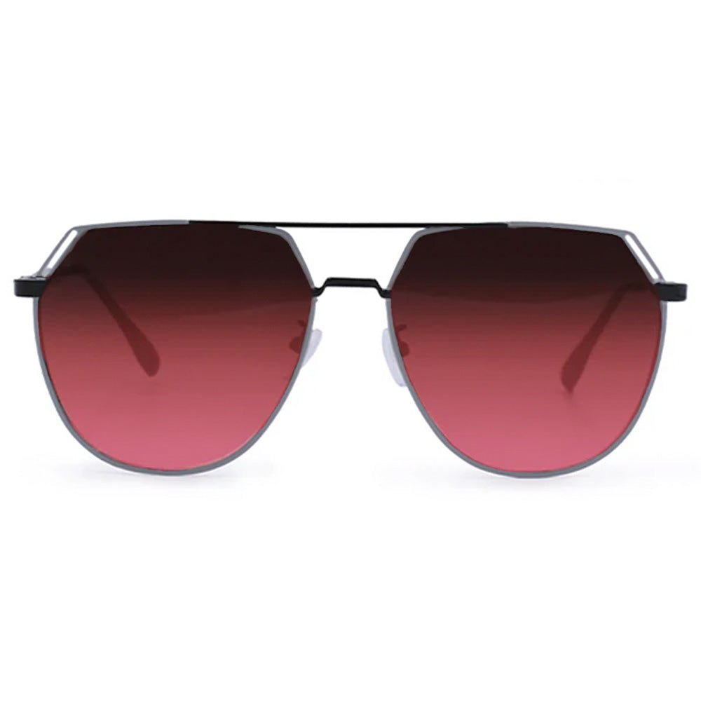 Farrah - Black Frame Ruby Lens Square Aviator Sunglasses from TopFoxx