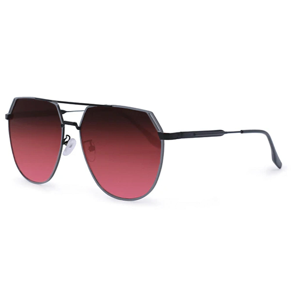 Farrah - Black Frame Ruby Lens Square Aviator Sunglasses from TopFoxx