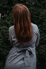 White Dress jacket 3/4 sleeve ties in front with pockets Premium Quality from EBRU Home