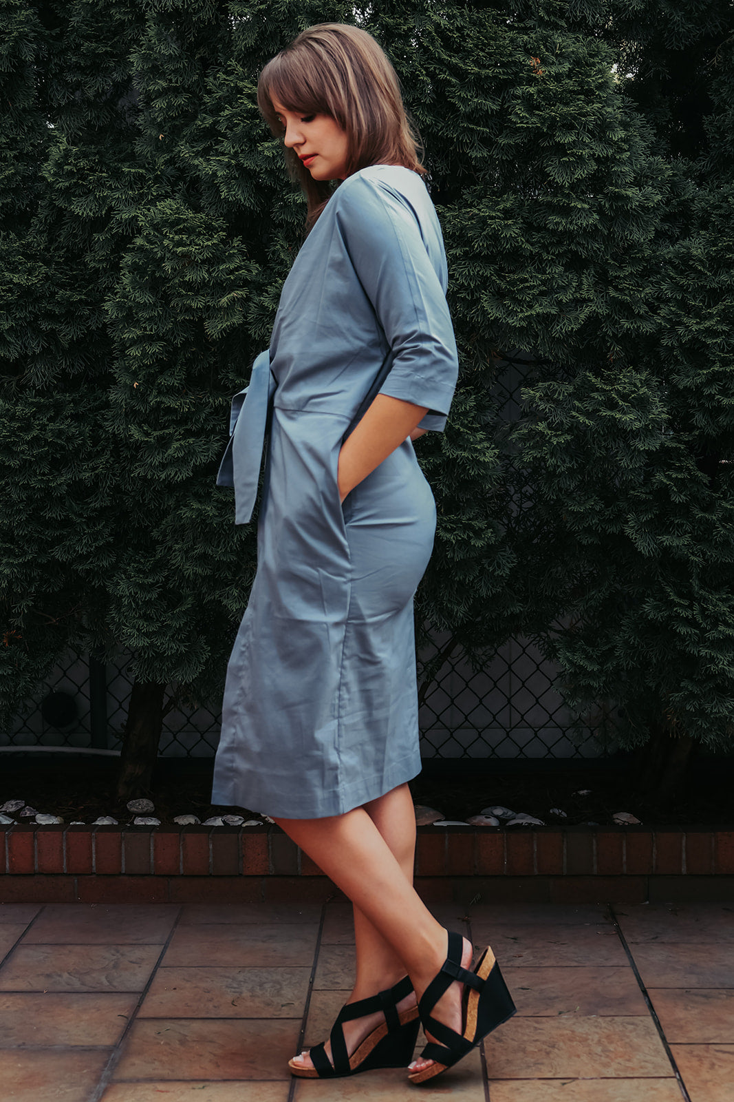 White Dress jacket 3/4 sleeve ties in front with pockets Premium Quality from EBRU Home