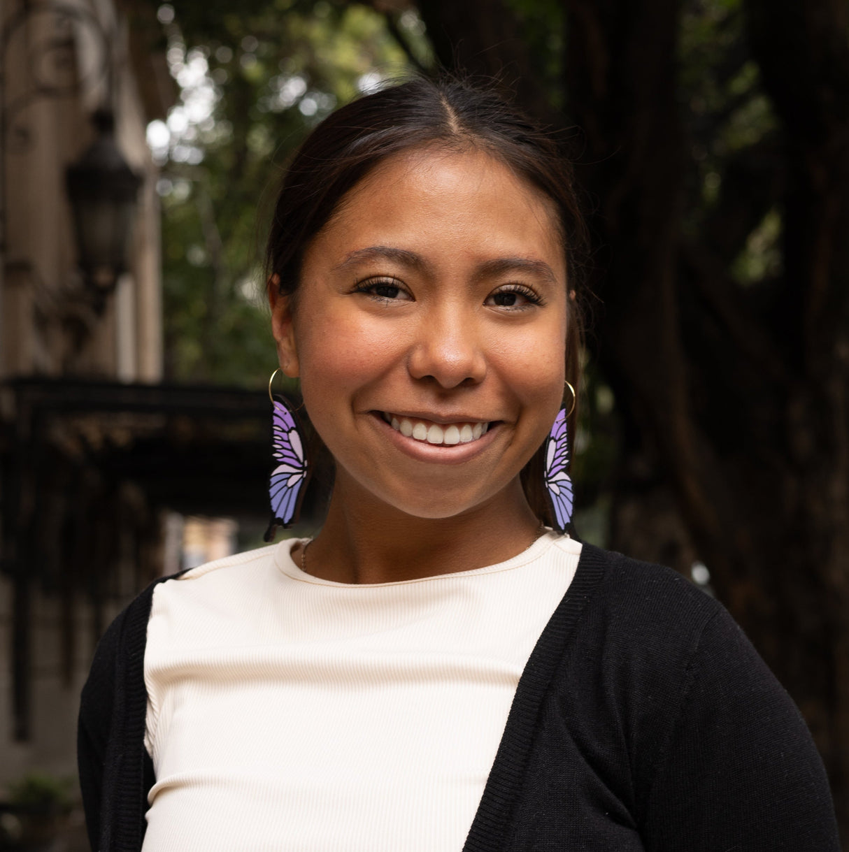 Lavender Butterfly Hoops from LE CHIC MIAMI