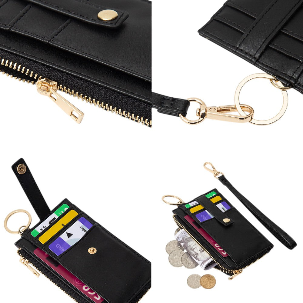 Faux Leather Basket Weave Flat Card Holder Wallet with Wristlet  from Madeline Love