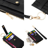 Faux Leather Basket Weave Flat Card Holder Wallet with Wristlet  from Madeline Love