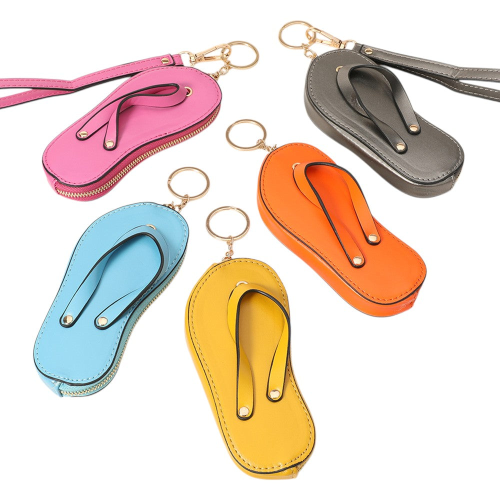 Faux Leather Flip-flop Mini Wristlet Bag Charm Coin Purse  from Madeline Love