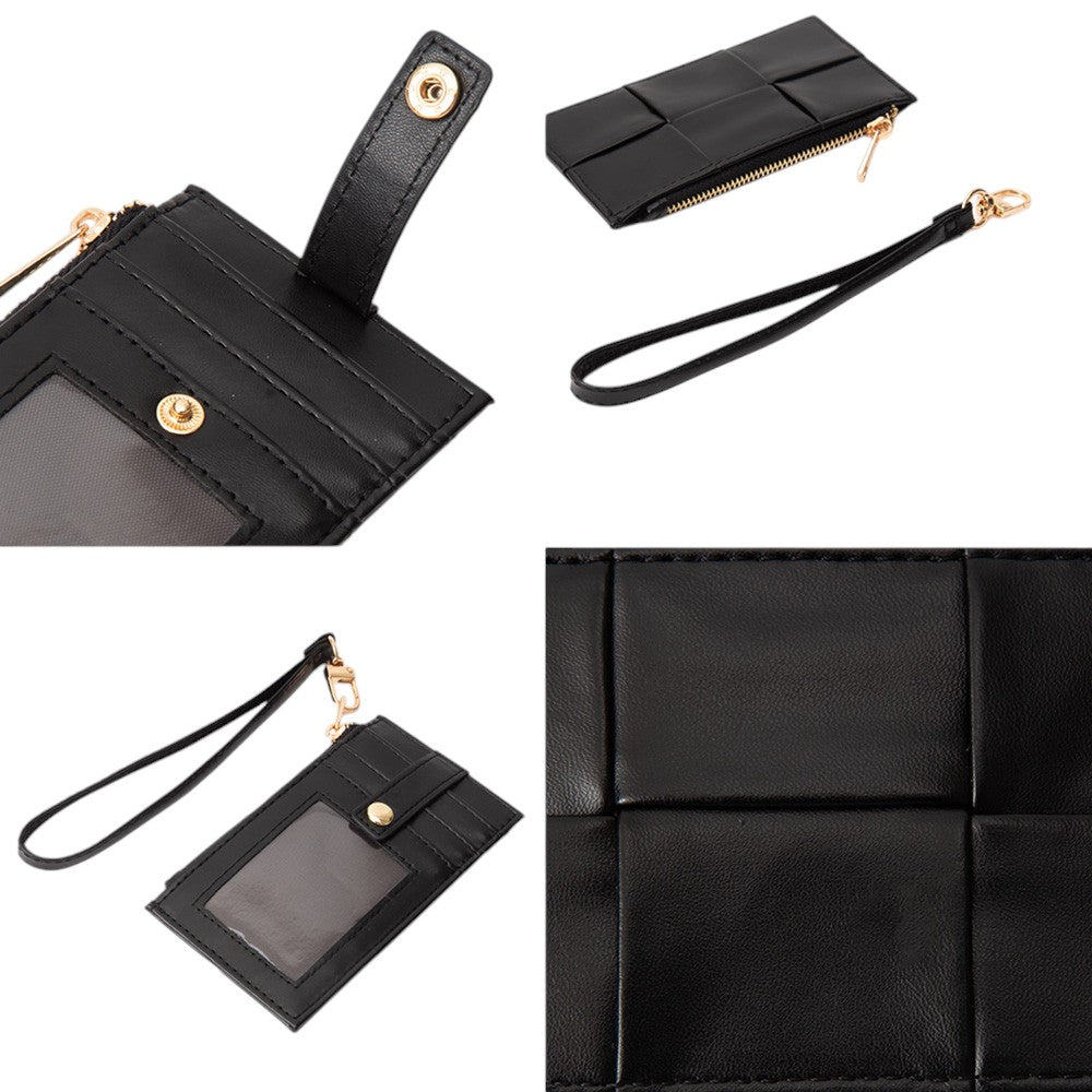 Faux Leather Weave Flat  Coin Wallet  from Madeline Love
