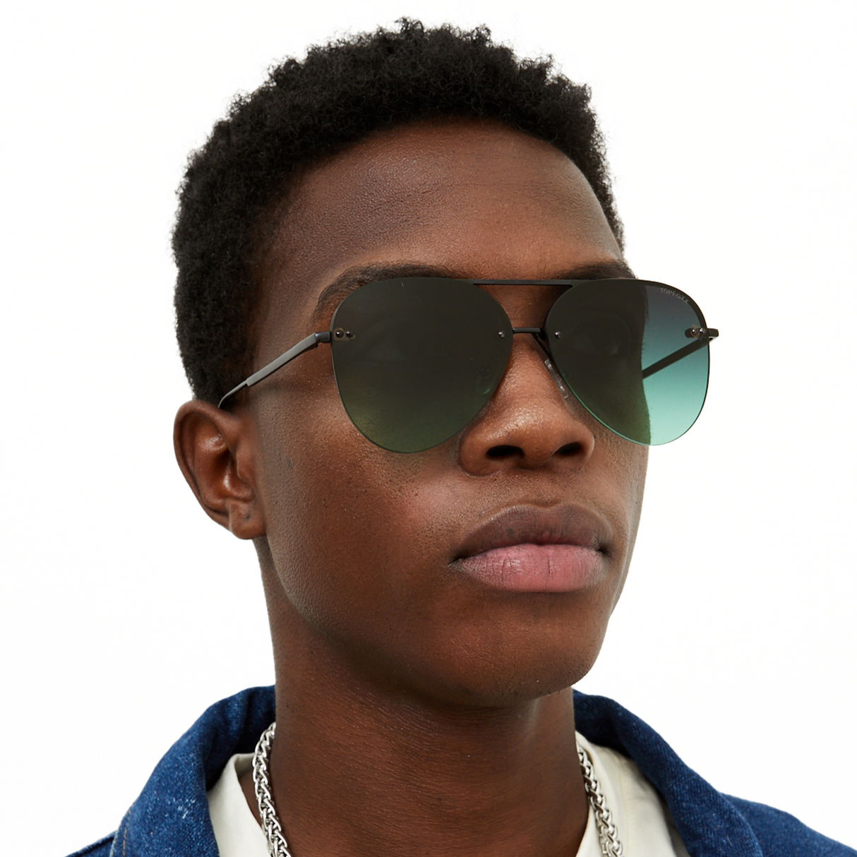 Smaller Megan 2 - Dark Green Metal Aviator Sunglasses from TopFoxx