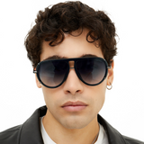 Ivy Luxe - Black Tangle-Free Round Aviator Sunglasses from TopFoxx