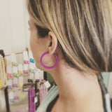 Amethyst Purple Frosted Classic Lucite Hoop Earrings from Leetie Lovendale