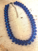 Aqua Blue Button Beaded Marco Necklace from Leetie Lovendale