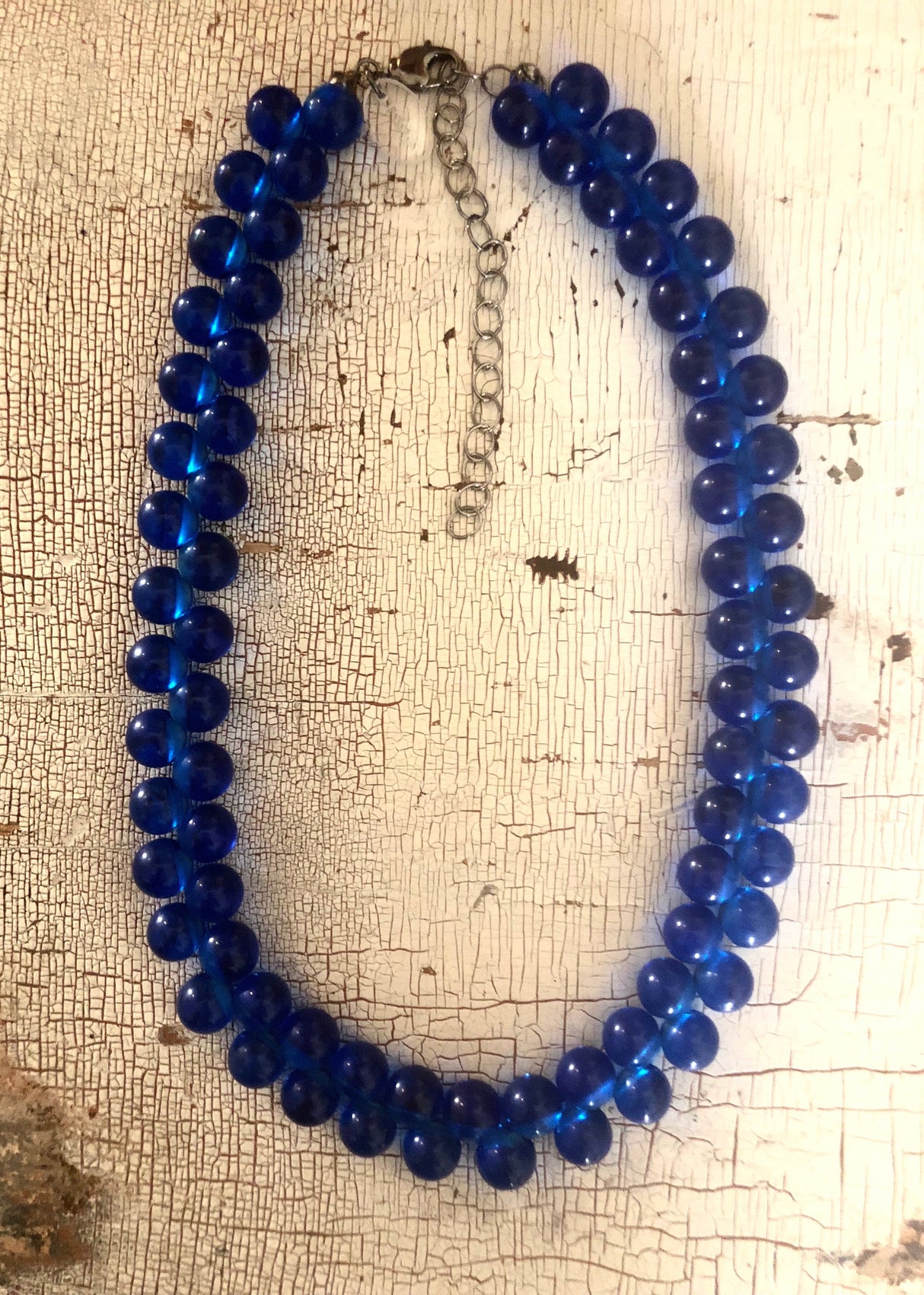 Aqua Blue Button Beaded Marco Necklace from Leetie Lovendale