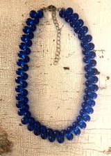 Aqua Blue Button Beaded Marco Necklace from Leetie Lovendale