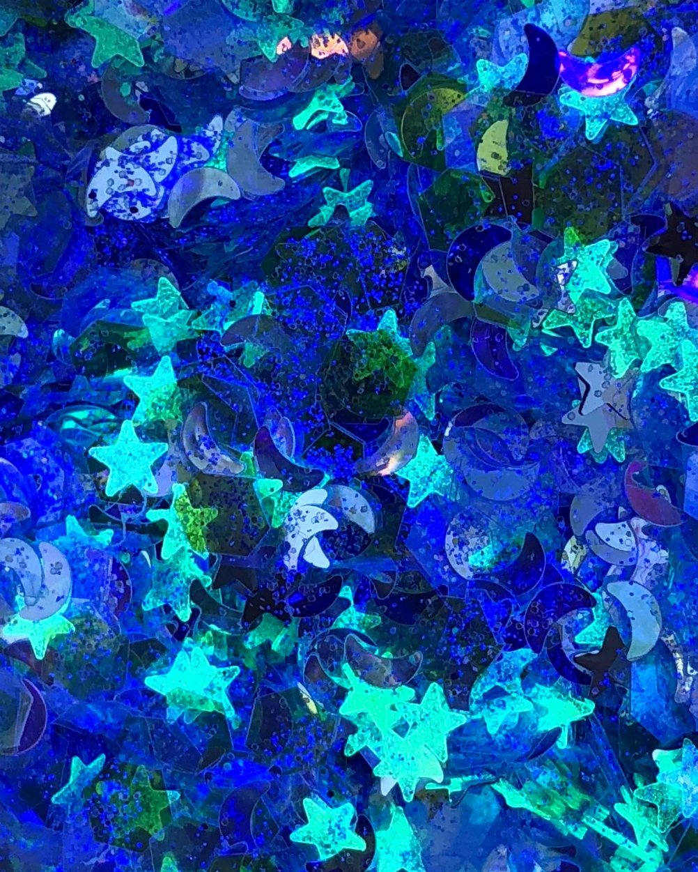 Zenon - Chunky Purple Glitter with Glow-in-Dark Stars and Silver Moons from Lunautics