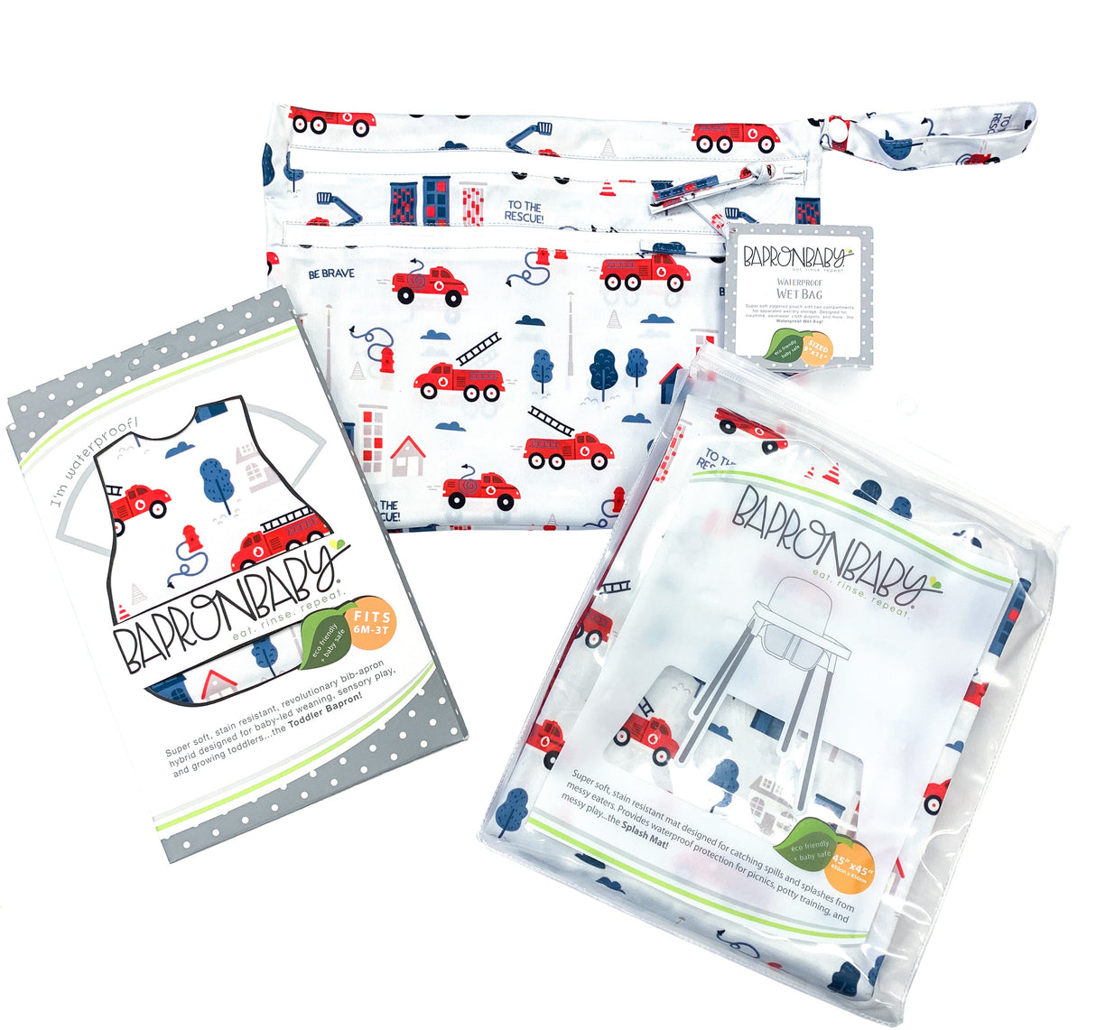 Be Brave - Firefighter - Waterproof Wet Bag (For mealtime, on-the-go, and more!) from BapronBaby