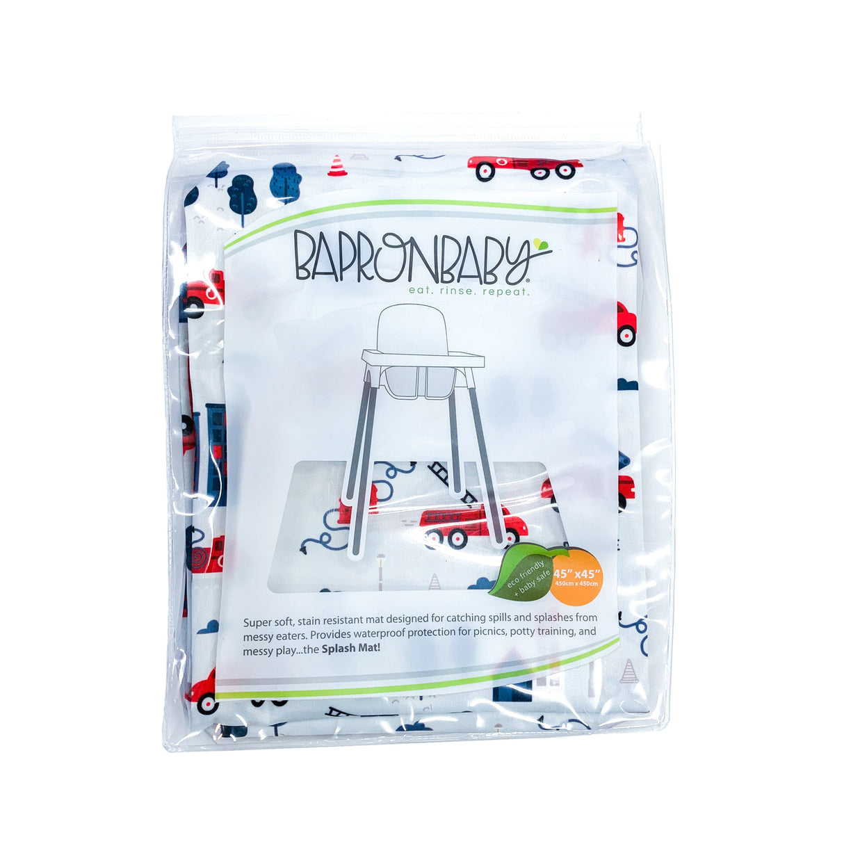Be Brave - Firefighter Splash Mat - A Waterproof Catch-All for Highchair Spills and More! from BapronBaby