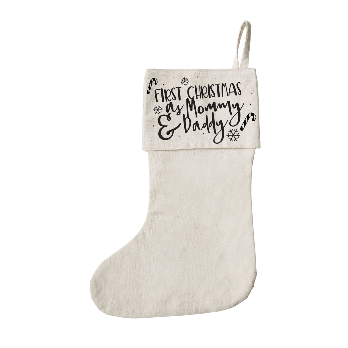 First Christmas as Mommy and Daddy Christmas Stocking from The Cotton & Canvas Co.