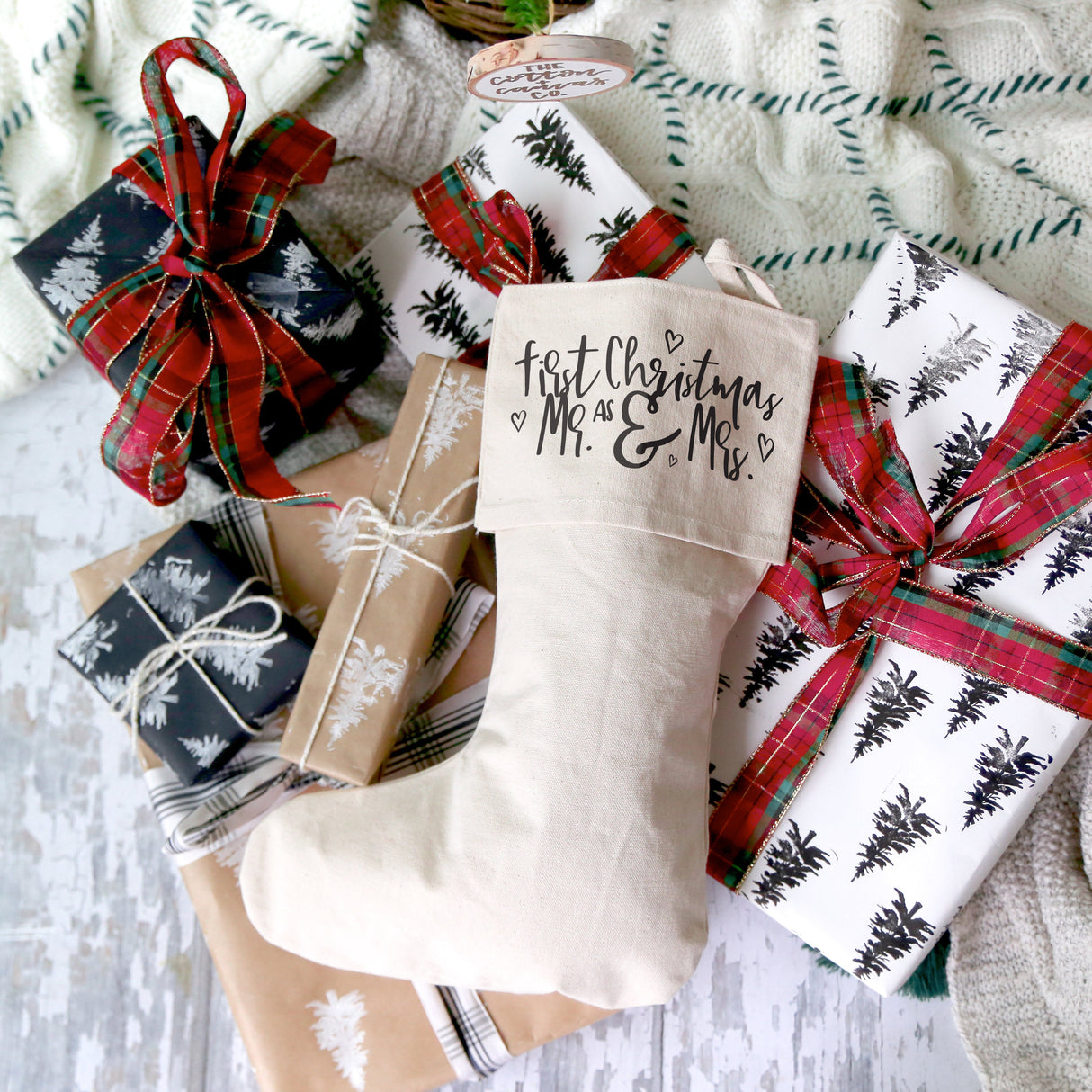 First Christmas as Mr. & Mrs. Stocking from The Cotton & Canvas Co.
